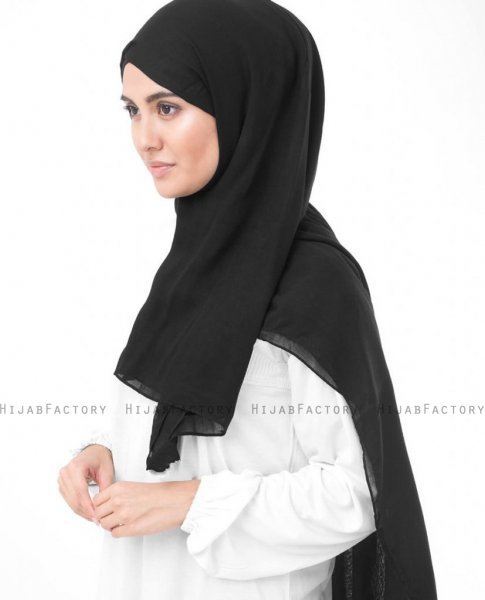 Jet Black Svart Viskos Hijab InEssence 5HA52b