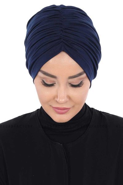 Jill - Marineblauw Katoen Turban - Ayse Turban
