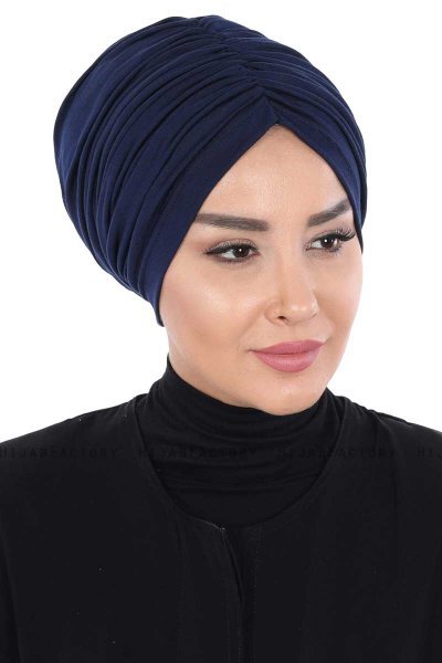 Jill - Marineblauw Katoen Turban - Ayse Turban