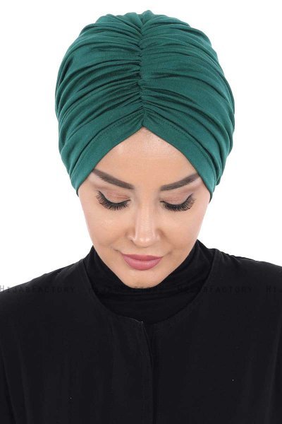 Jill - Donkergroen Katoen Turban - Ayse Turban