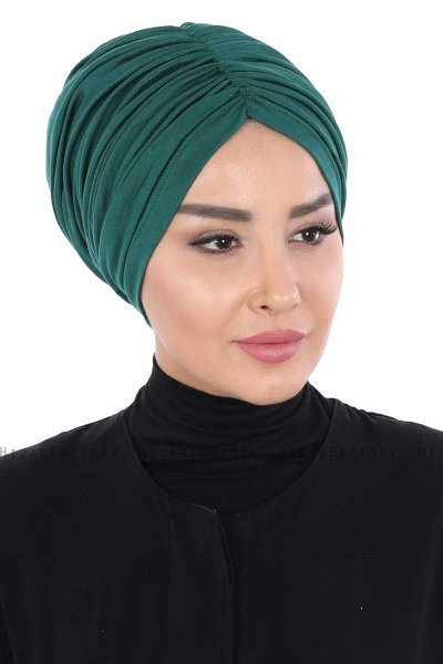 Jill - Donkergroen Katoen Turban - Ayse Turban