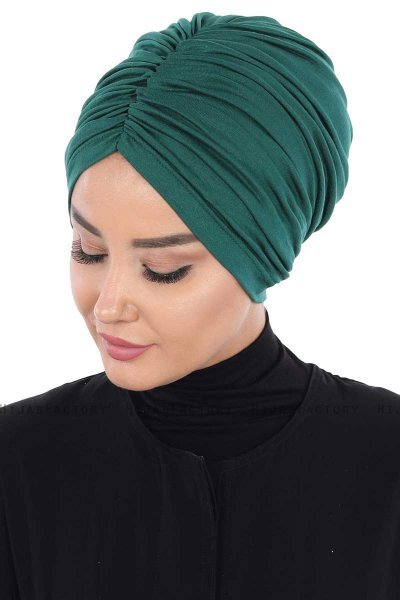 Jill - Donkergroen Katoen Turban - Ayse Turban