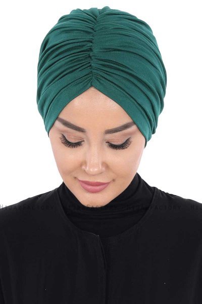 Jill - Donkergroen Katoen Turban - Ayse Turban