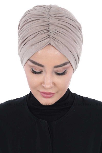Jill - Taupe Katoen Turban - Ayse Turban