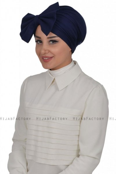 Julia - Marineblauw Katoen Turban - Ayse Turban