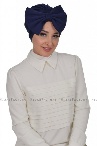 Julia - Marineblauw Katoen Turban - Ayse Turban