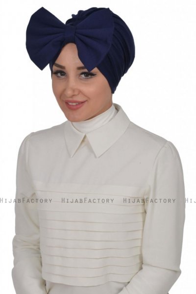 Julia - Marineblauw Katoen Turban - Ayse Turban