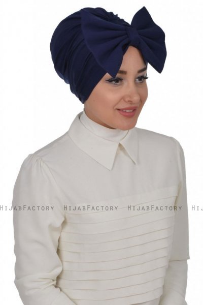 Julia - Marineblauw Katoen Turban - Ayse Turban