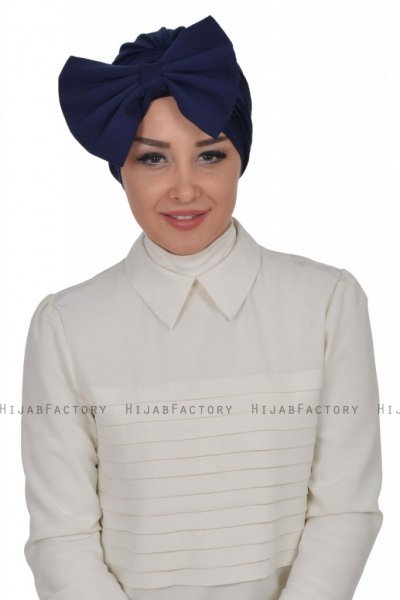 Julia - Marineblauw Katoen Turban - Ayse Turban