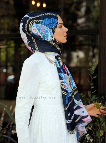 Jumana - Marineblauw Gevormde Hijab - Sal Evi