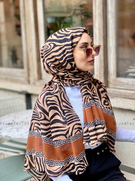 Kadifa - Mosterd Gedessineerde Katoen Hijab - Mirach