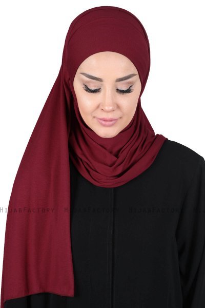 Kaisa - Bordeaux Katoenen Praktisch Hijab