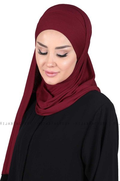 Kaisa - Bordeaux Katoenen Praktisch Hijab