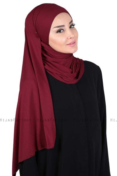 Kaisa - Bordeaux Katoenen Praktisch Hijab