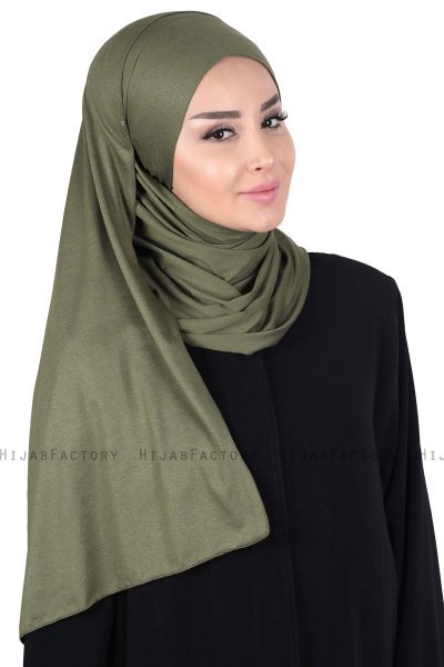 Kaisa - Khaki Katoenen Praktisch Hijab