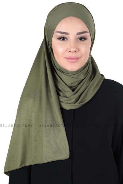 Kaisa - Khaki Katoenen Praktisch Hijab