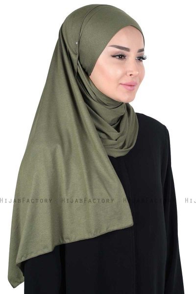 Kaisa - Khaki Katoenen Praktisch Hijab