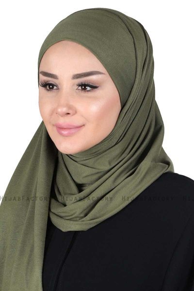 Kaisa - Khaki Katoenen Praktisch Hijab