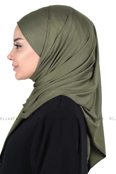 Kaisa - Khaki Katoenen Praktisch Hijab