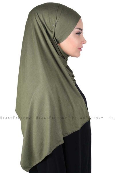 Kaisa - Khaki Katoenen Praktisch Hijab