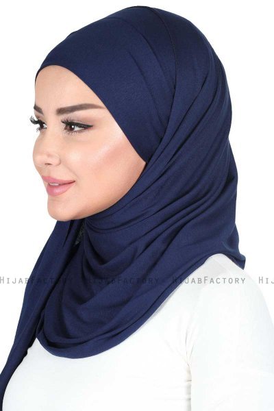 Kaisa - Marineblauw Katoenen Praktisch Hijab