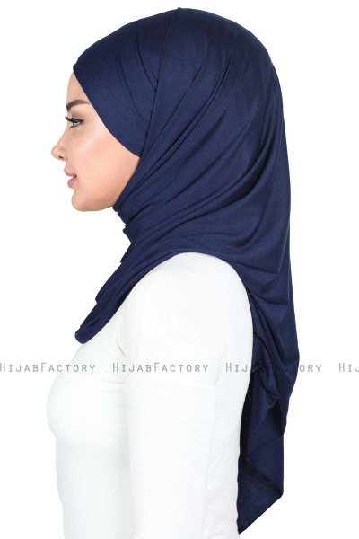Kaisa - Marineblauw Katoenen Praktisch Hijab
