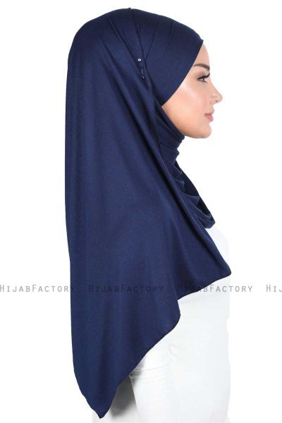 Kaisa - Marineblauw Katoenen Praktisch Hijab