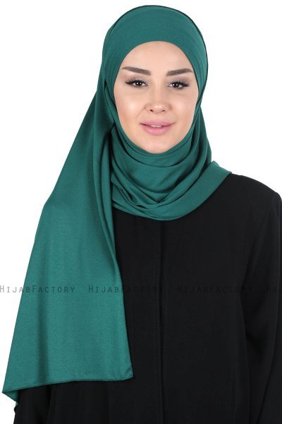 Kaisa - Donkergroen Katoenen Praktisch Hijab