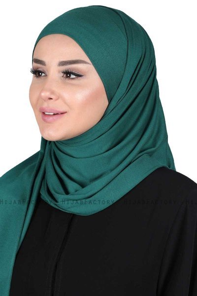 Kaisa - Donkergroen Katoenen Praktisch Hijab