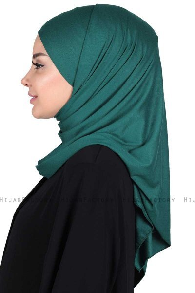 Kaisa - Donkergroen Katoenen Praktisch Hijab