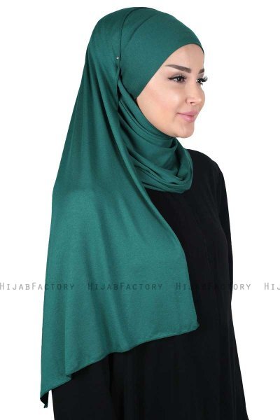 Kaisa - Donkergroen Katoenen Praktisch Hijab