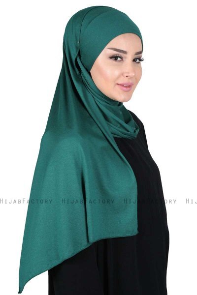 Kaisa - Donkergroen Katoenen Praktisch Hijab