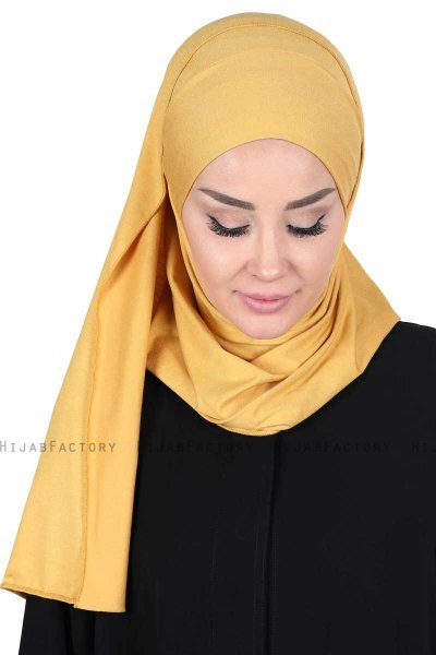 Kaisa - Mosterd Katoenen Praktisch Hijab
