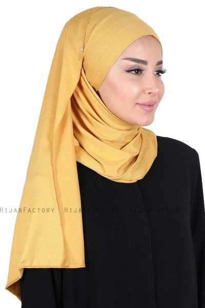 Kaisa - Mosterd Katoenen Praktisch Hijab