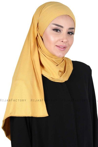 Kaisa - Mosterd Katoenen Praktisch Hijab