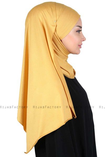 Kaisa - Mosterd Katoenen Praktisch Hijab