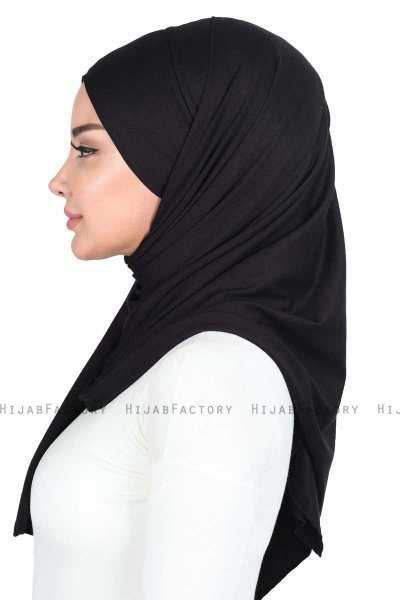 Kaisa - Zwart Katoenen Praktisch Hijab