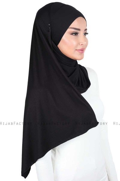 Kaisa - Zwart Katoenen Praktisch Hijab