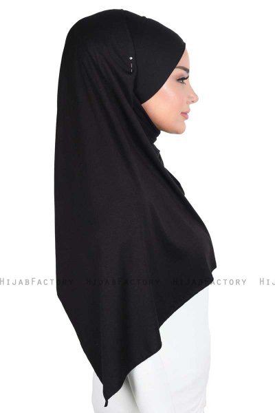Kaisa - Zwart Katoenen Praktisch Hijab