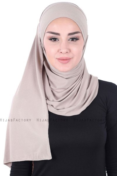 Kaisa - Taupe Katoenen Praktisch Hijab