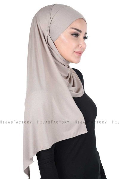 Kaisa - Taupe Katoenen Praktisch Hijab