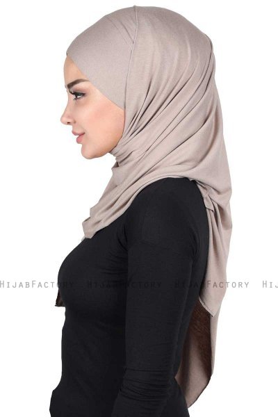 Kaisa - Taupe Katoenen Praktisch Hijab