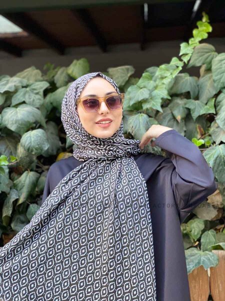 Kalila - Donkergroen Gedessineerde Katoen Hijab