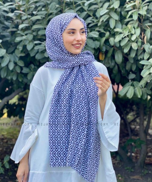 Kalila - Wit Gedessineerde Katoen Hijab