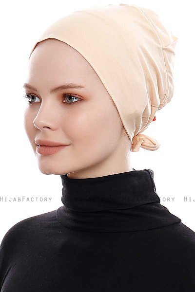 Kiraz - Beige Katoenen XXL Onderkapje - Ecardin