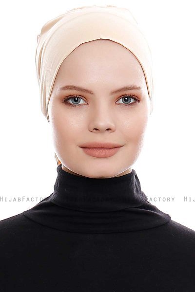 Kiraz - Beige Katoenen XXL Onderkapje - Ecardin