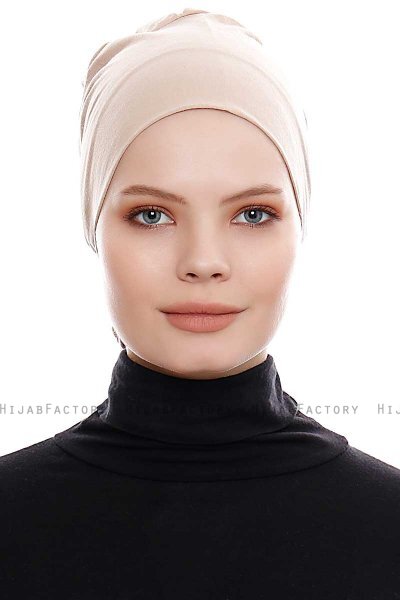 Kiraz - Licht Taupe Katoenen XXL Onderkapje - Ecardin