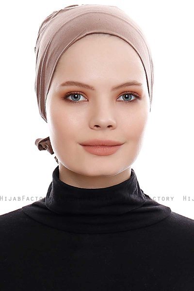 Kiraz - Donker Taupe Katoenen XXL Onderkapje - Ecardin