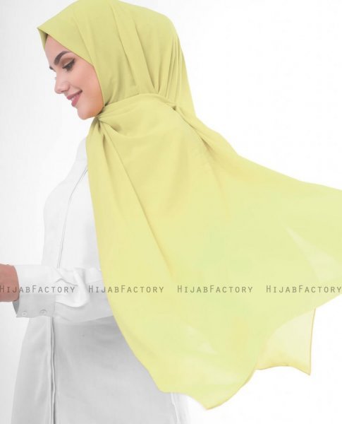 Lemon Grass Ljusgul Georgette Hijab 5XA45c