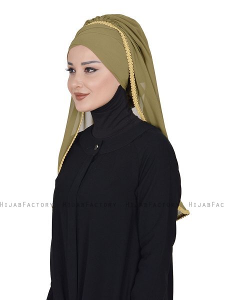 Louise - Khaki Praktisch Hijab - Ayse Turban